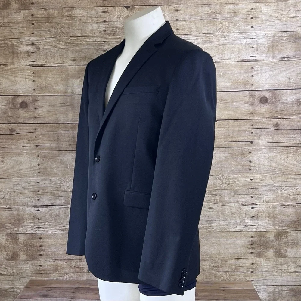 Express Slim Fit Navy Blue Two Button‎ Suit Jacket Blazer Mens 38R Notch Lapel